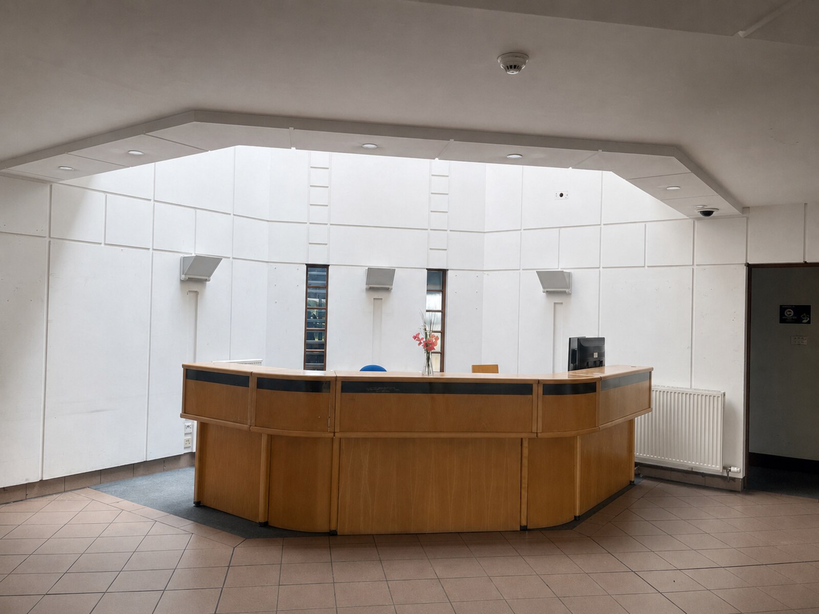 Reception desk at the entrance to the events centre