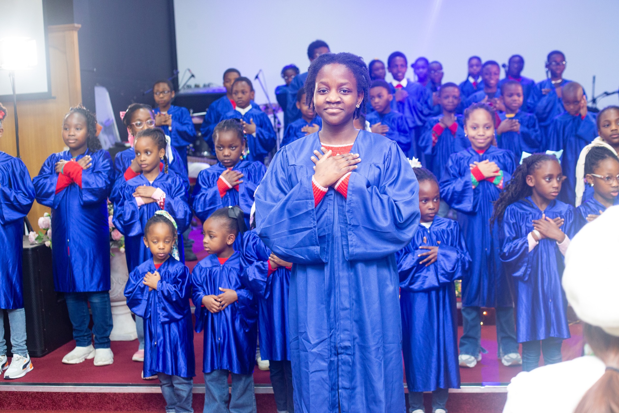 Children taking part in a presentation at Open Heavens Dundee